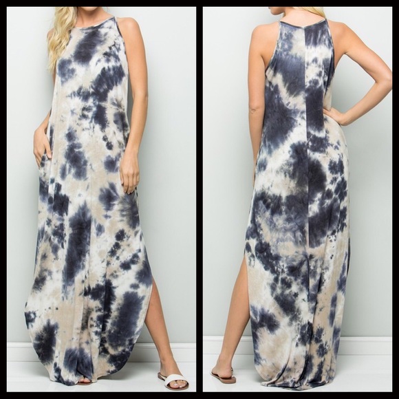40% CLEARANCE 🎄Brianna Tie Dye Maxi-Navy - Picture 3 of 4